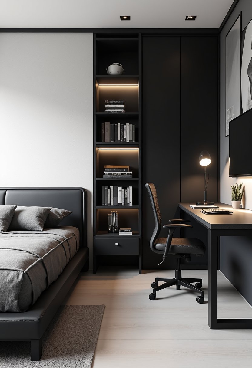 Ultra-Modern Monochrome Study Bedroom