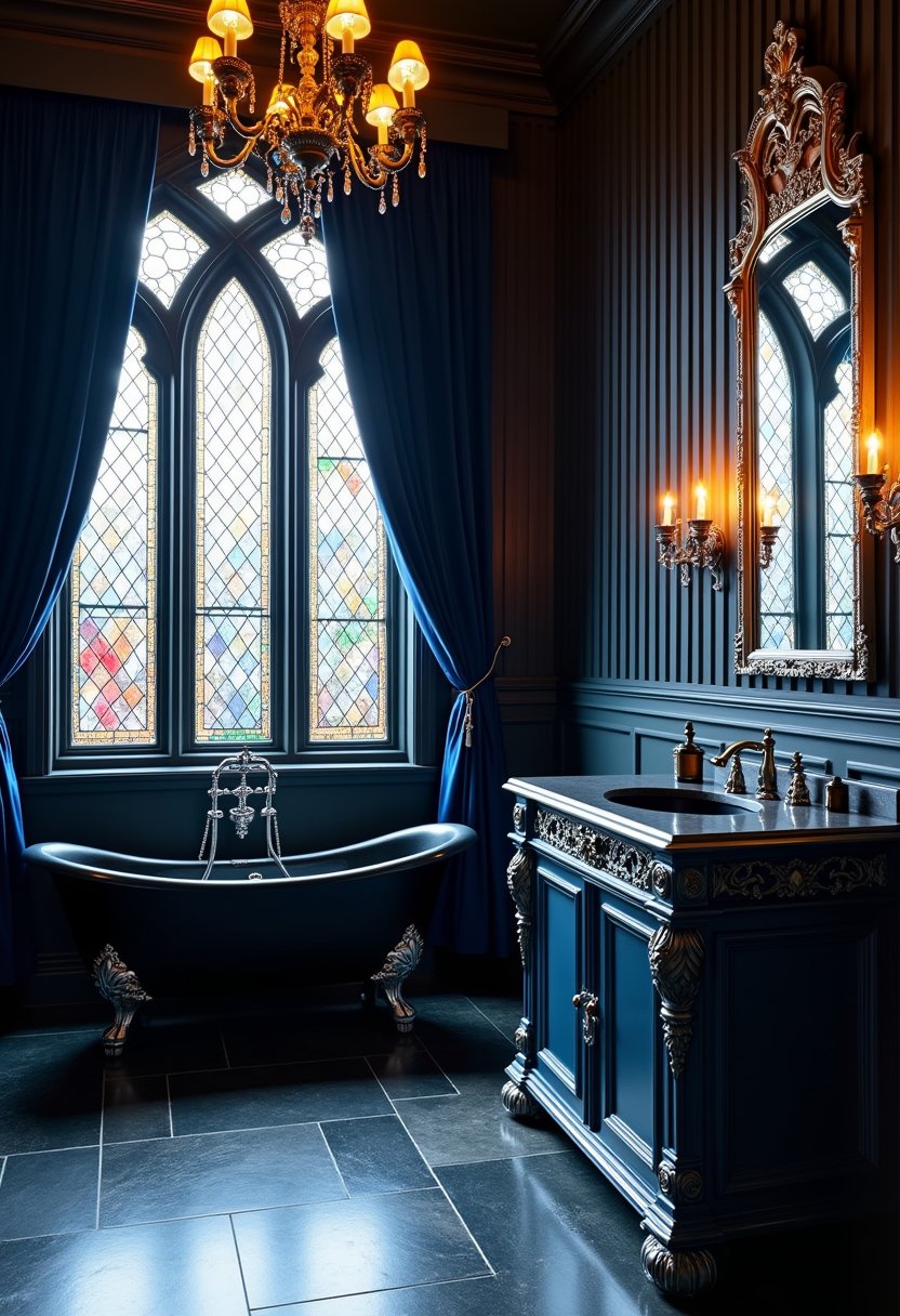 Dark Blue Gothic Cathedral Bath