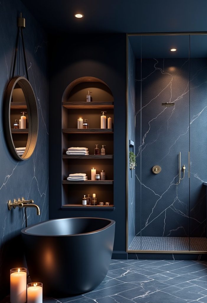 27 Dark Blue Bathroom Ideas – VivyNest