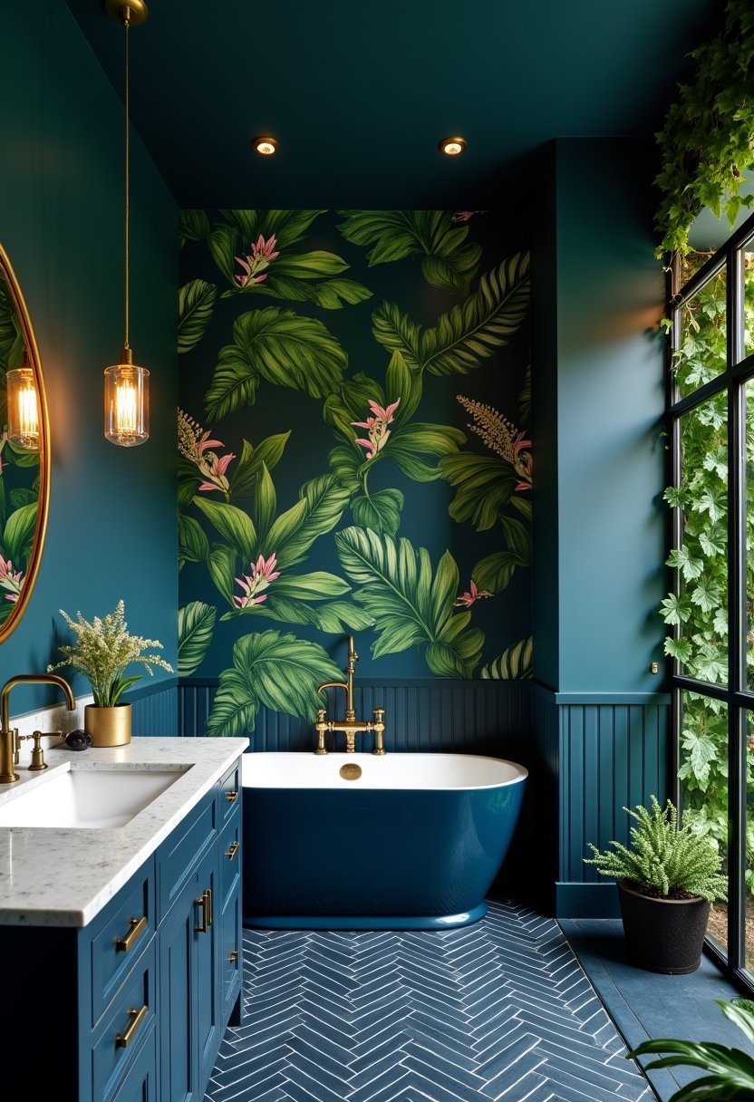 Dark Blue and Emerald Botanical Escape