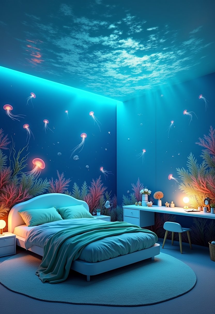 Underwater-Themed Study Bedroom