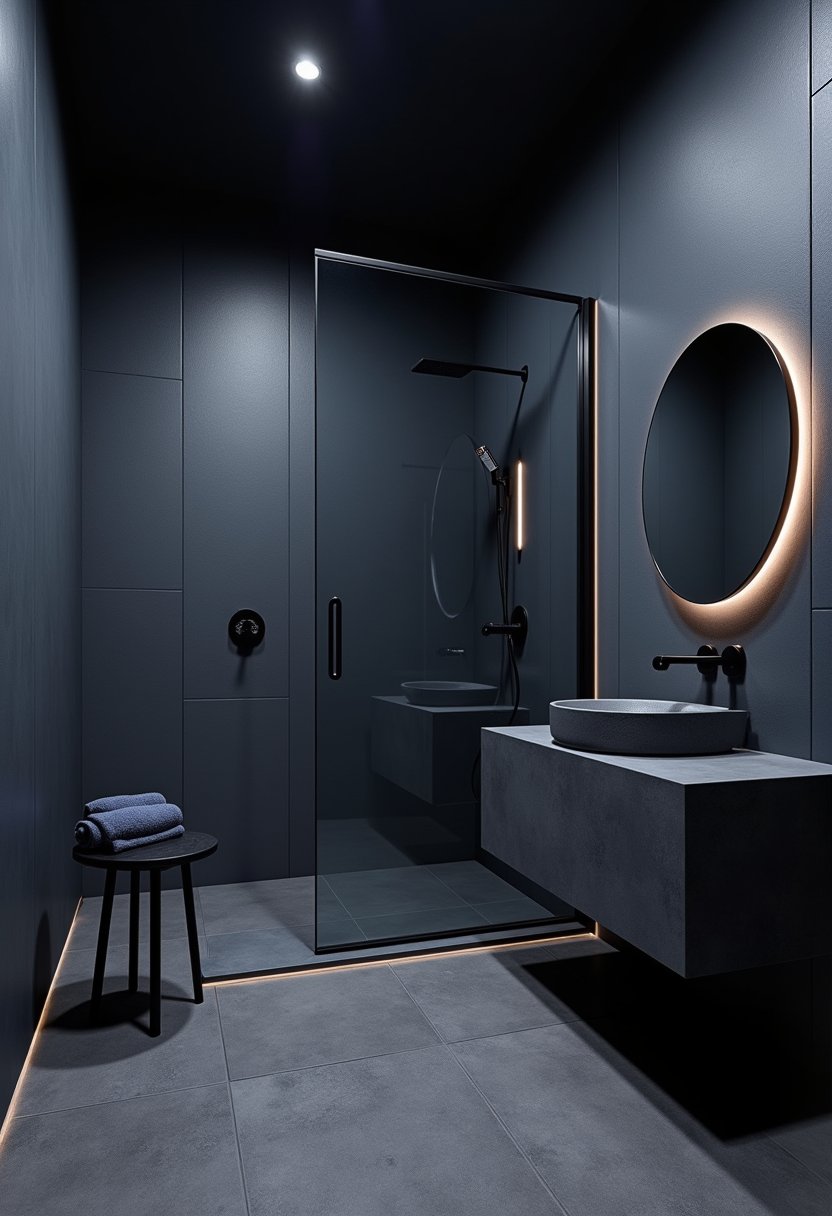 Deep Blue Minimalist Wet Room