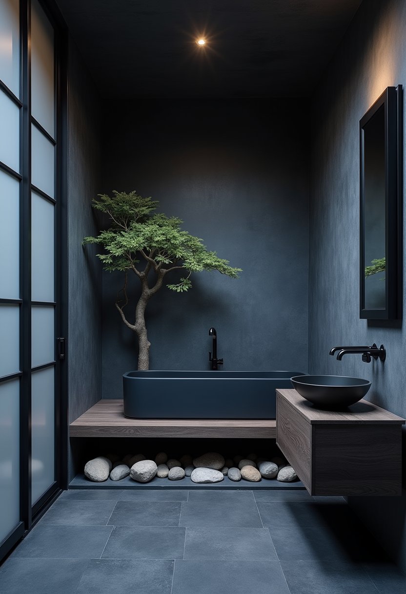 Deep Blue Japanese Zen Bath