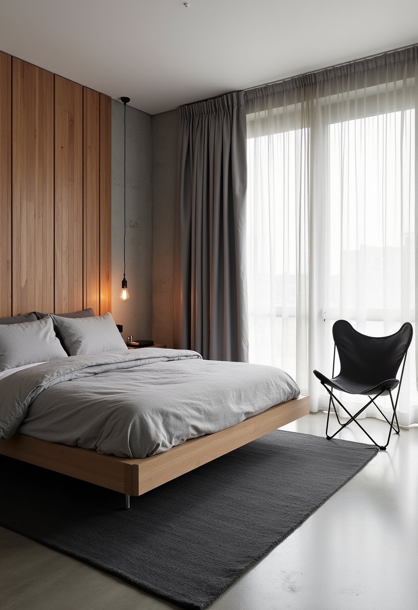 Concrete & Warm Wood Contrast