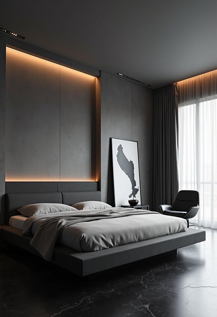 Ultra-Sleek Monolithic Bedroom