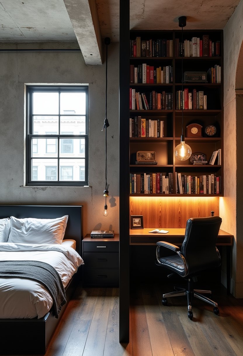 Industrial Loft-Style Study Bedroom