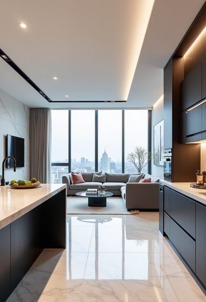 Photo inspiration: Open Concept Penthouse Living Room Design Reference: 75 Kitchen And Living Room Combo Ideas