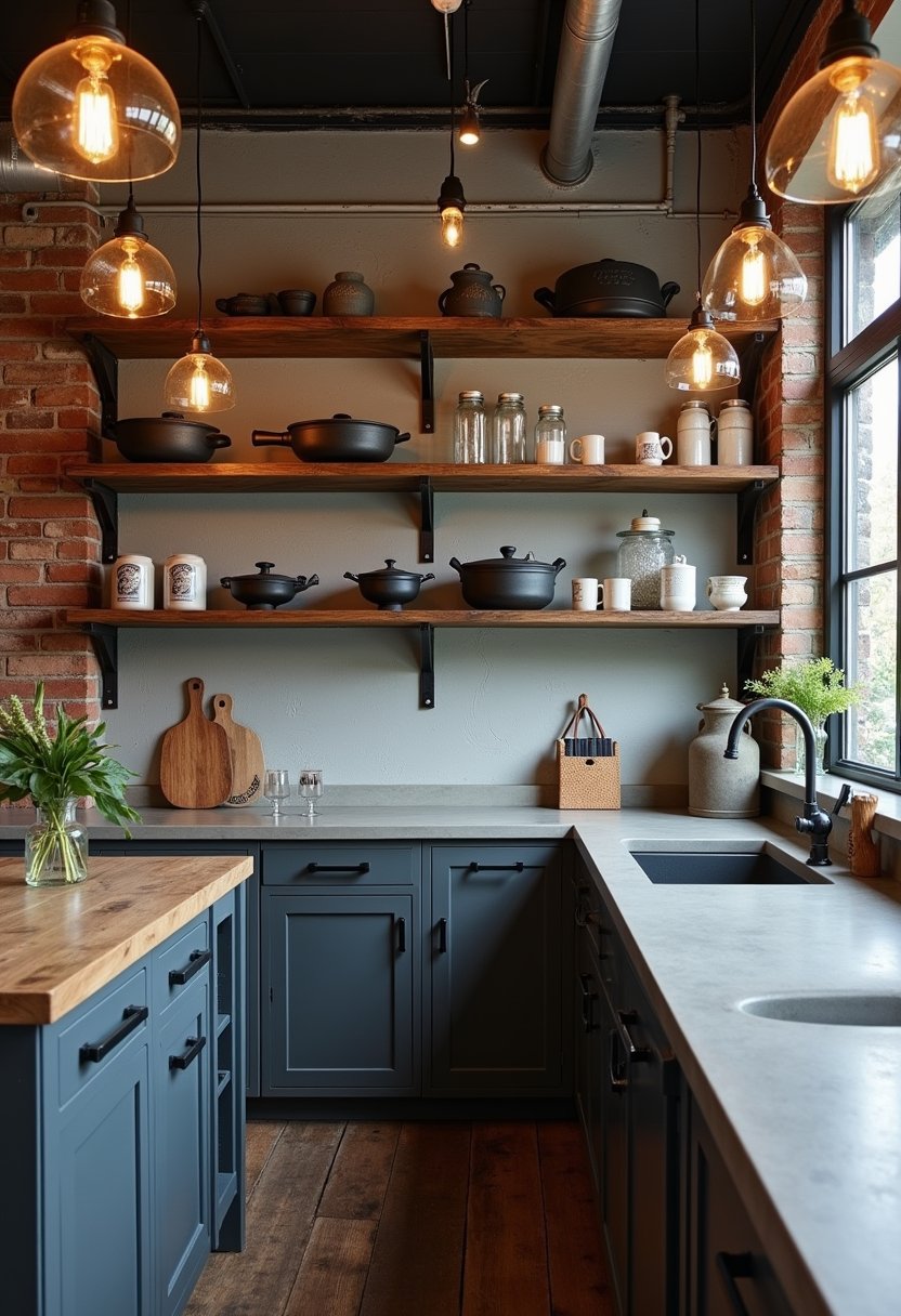 Vintage Industrial Open Shelving
