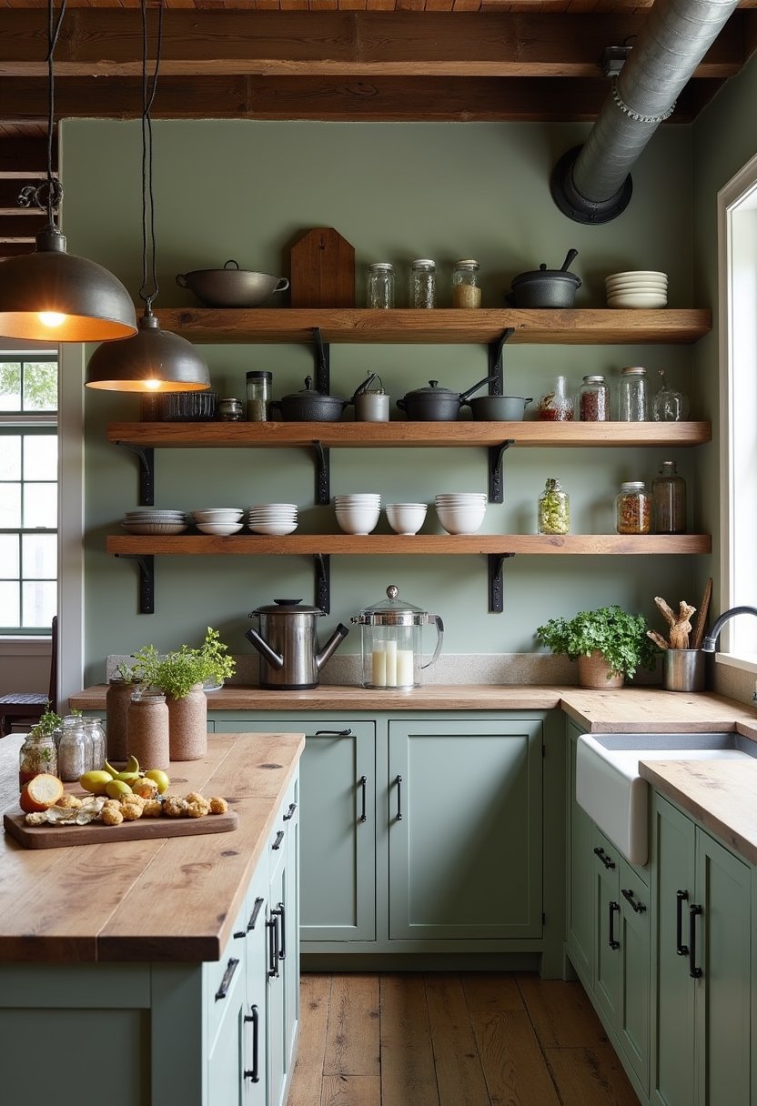 Farmhouse Industrial Open Shelving