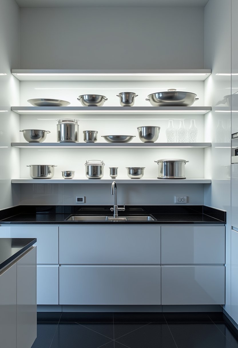 Futuristic Minimal Open Shelving