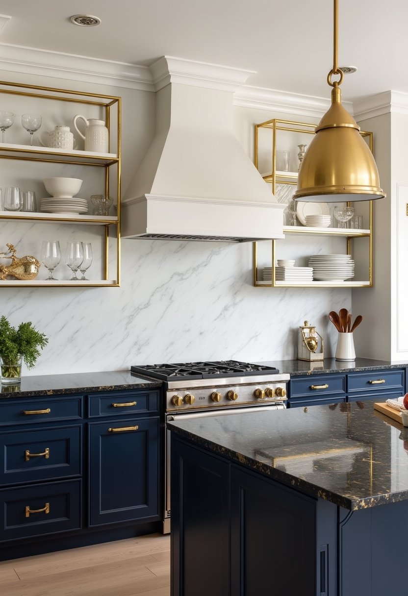 Luxury Open Shelving with Marble
