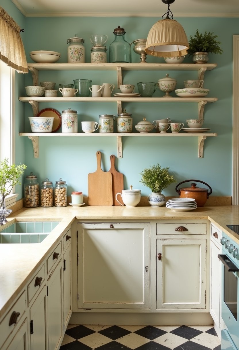 Vintage Kitchen Open Shelving