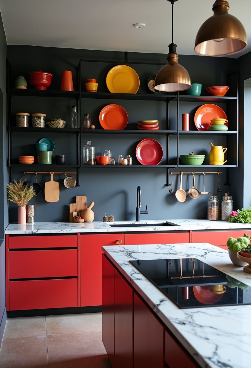 Eclectic Modern Open Shelving
