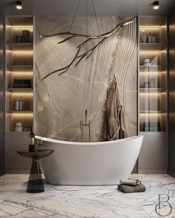 20. Nature's Luxe Retreat: a Marble Oasis with Organic Elegance