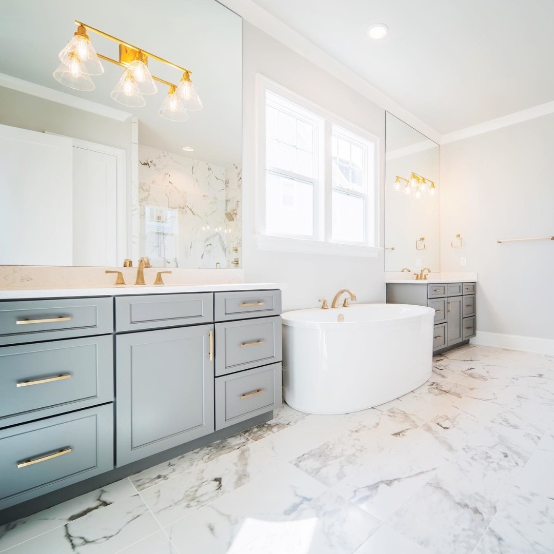 22. Sleek Serenity: a Modern Marble Oasis Wrapped In Elegant Accents