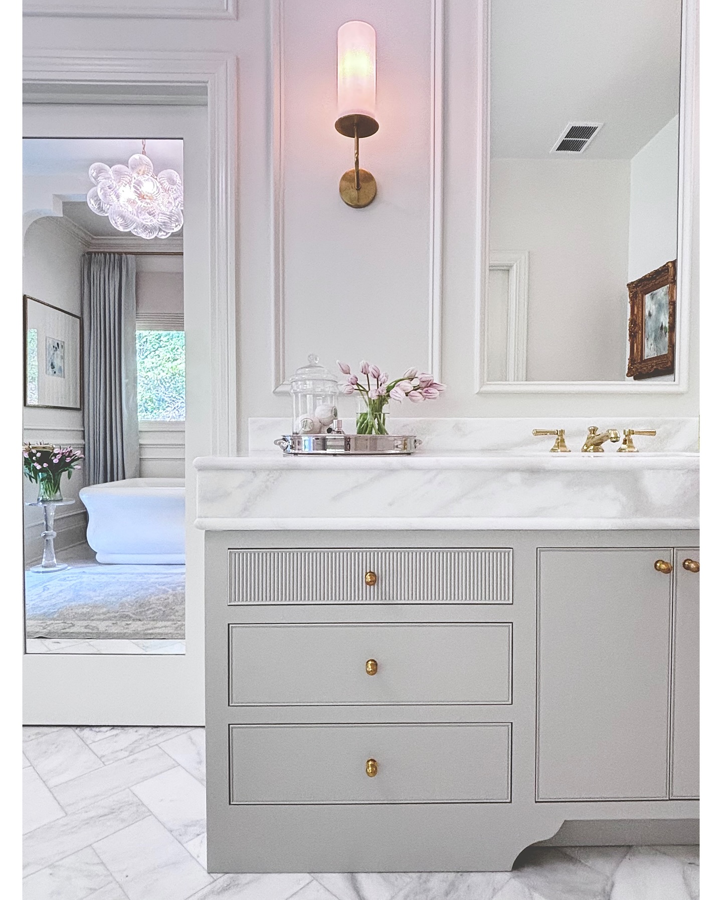32. Elegant Serenity: a Luxe Marble Oasis with a Touch Of Glam