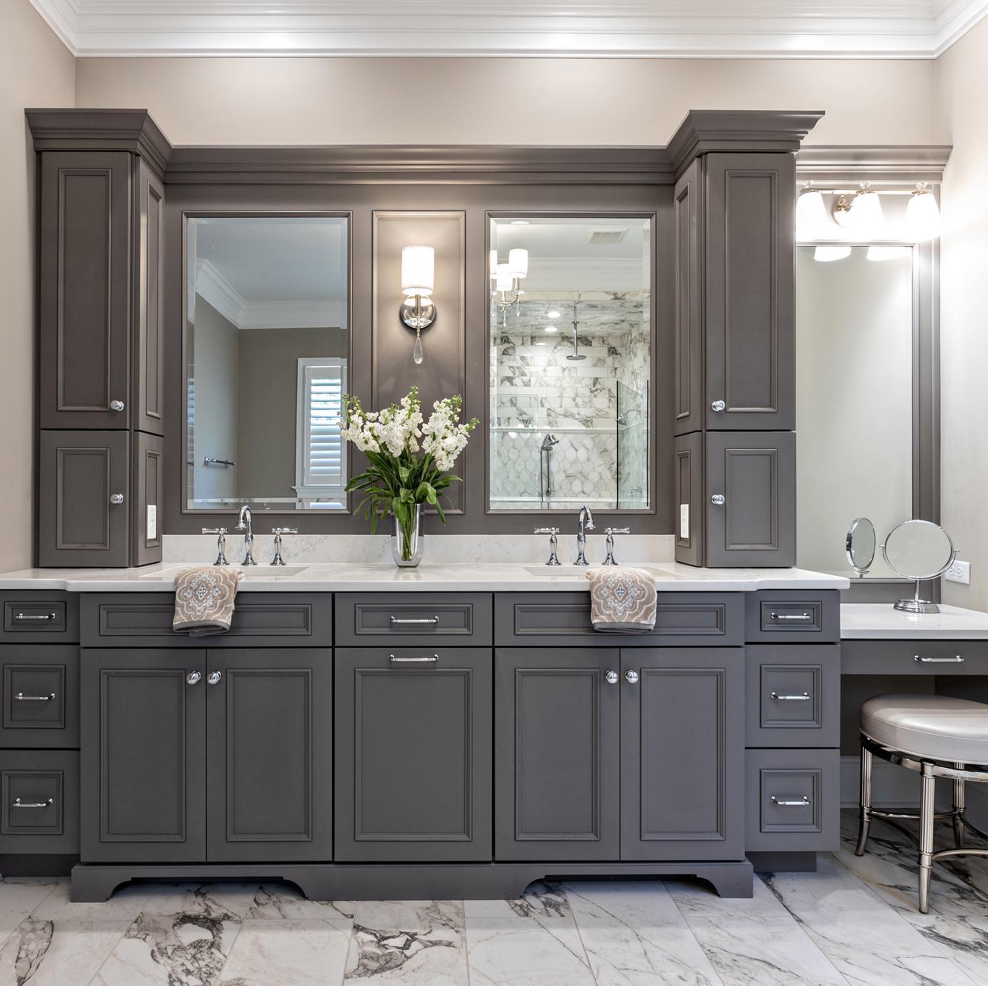 8. Sophisticated Serenity: the Chic Dual-space Vanity