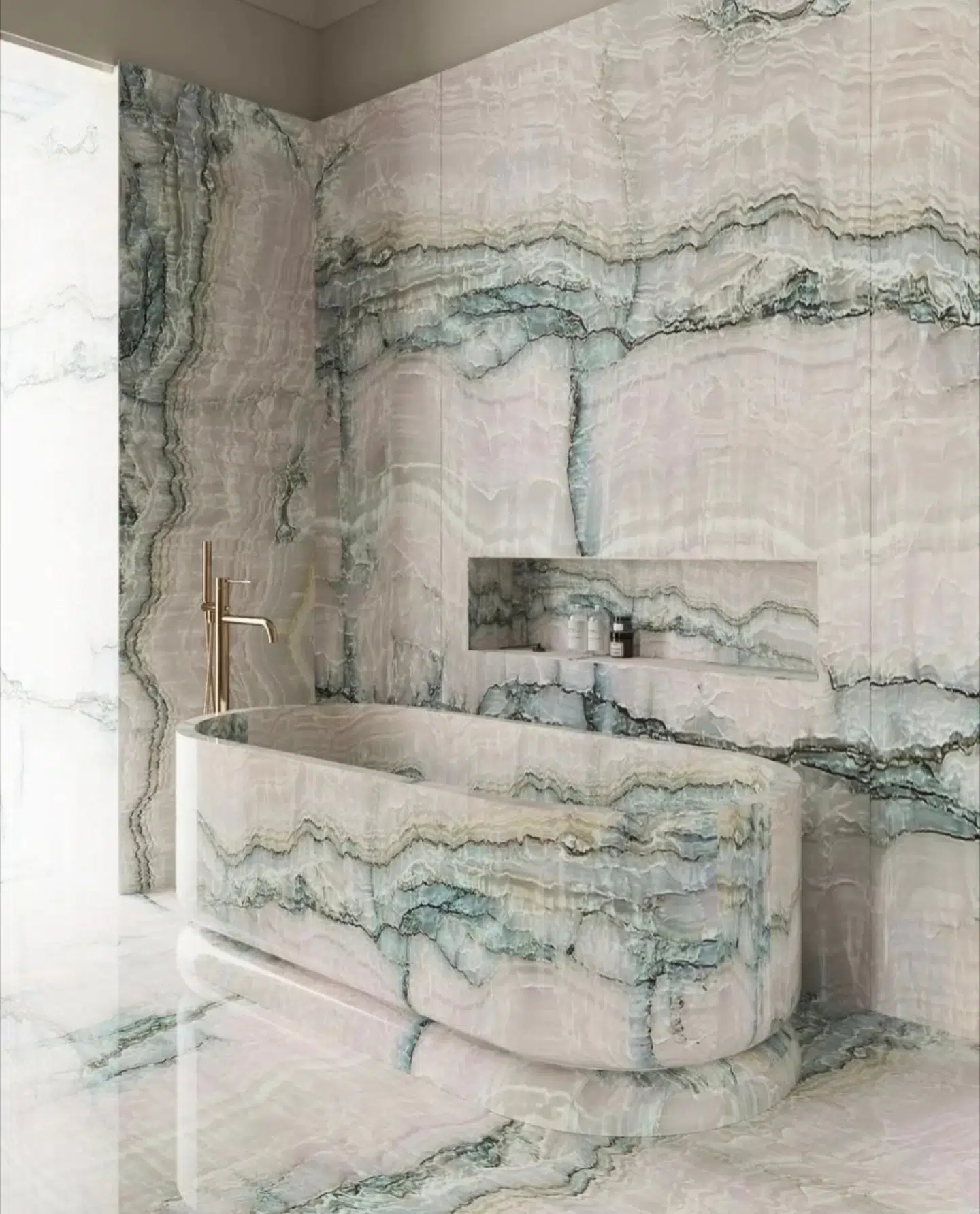 30. Sculpted Serenity: the Allure Of Ethereal Onyx In a Marble Oasis