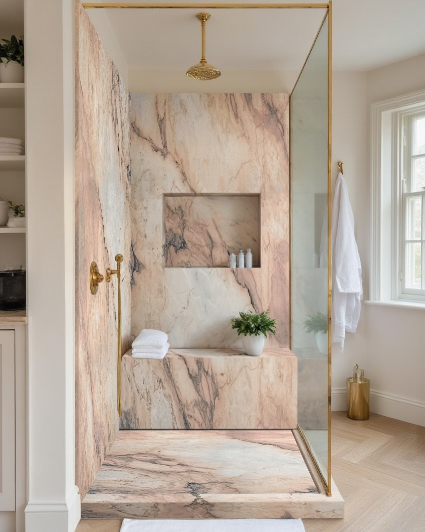 43. a Spa-like Sanctuary: Embracing Elegant Marble and Gold Accents
