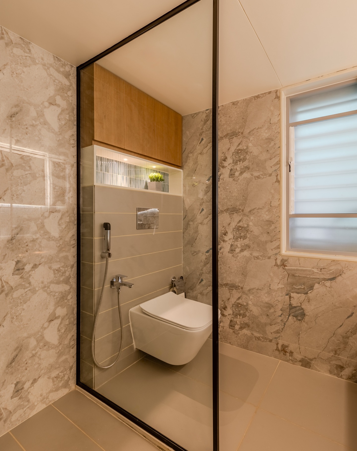 47. Sanctuary Of Minimalism: a Chic Retreat In Earthy Marble