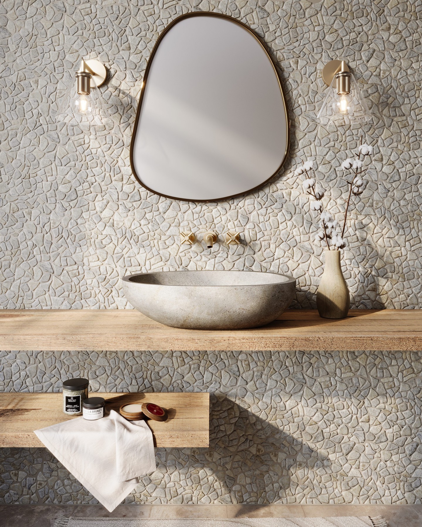 29. Polished Pebbles and Earthy Accents: a Nature-inspired Oasis