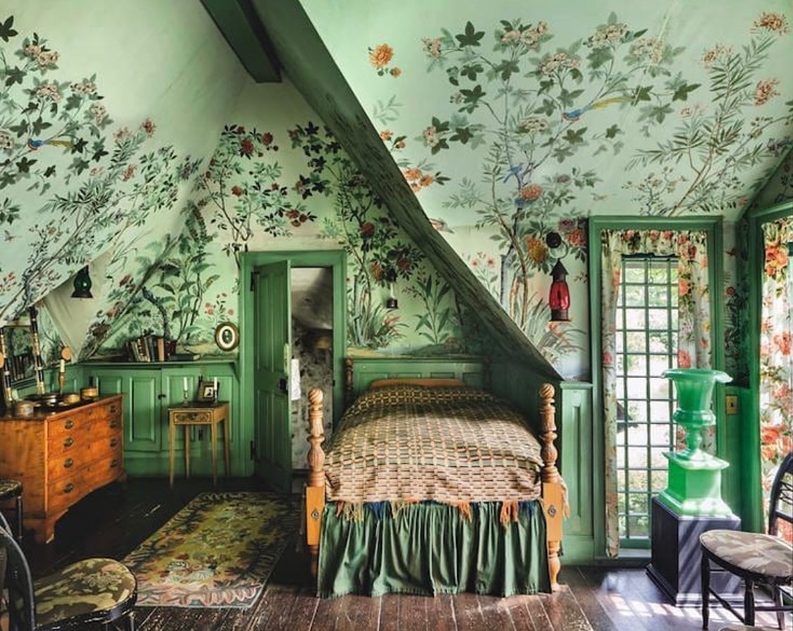 51. a Canopy Of Dreams: Soft Blues and Vintage Charm with a Pop Of Yellow