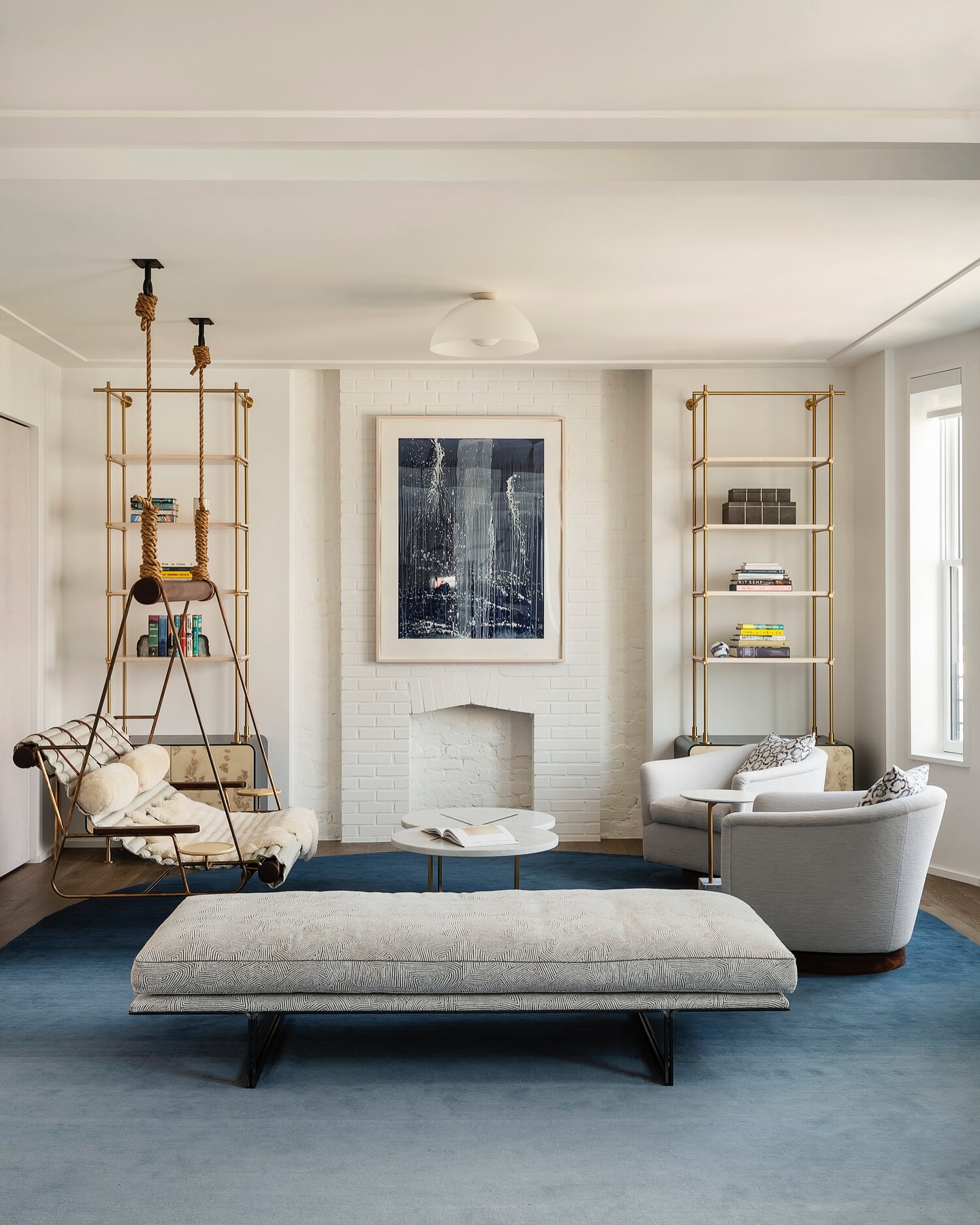 22. Swinging Elegance: a Bold Blend Of Modern Storage and Comfort