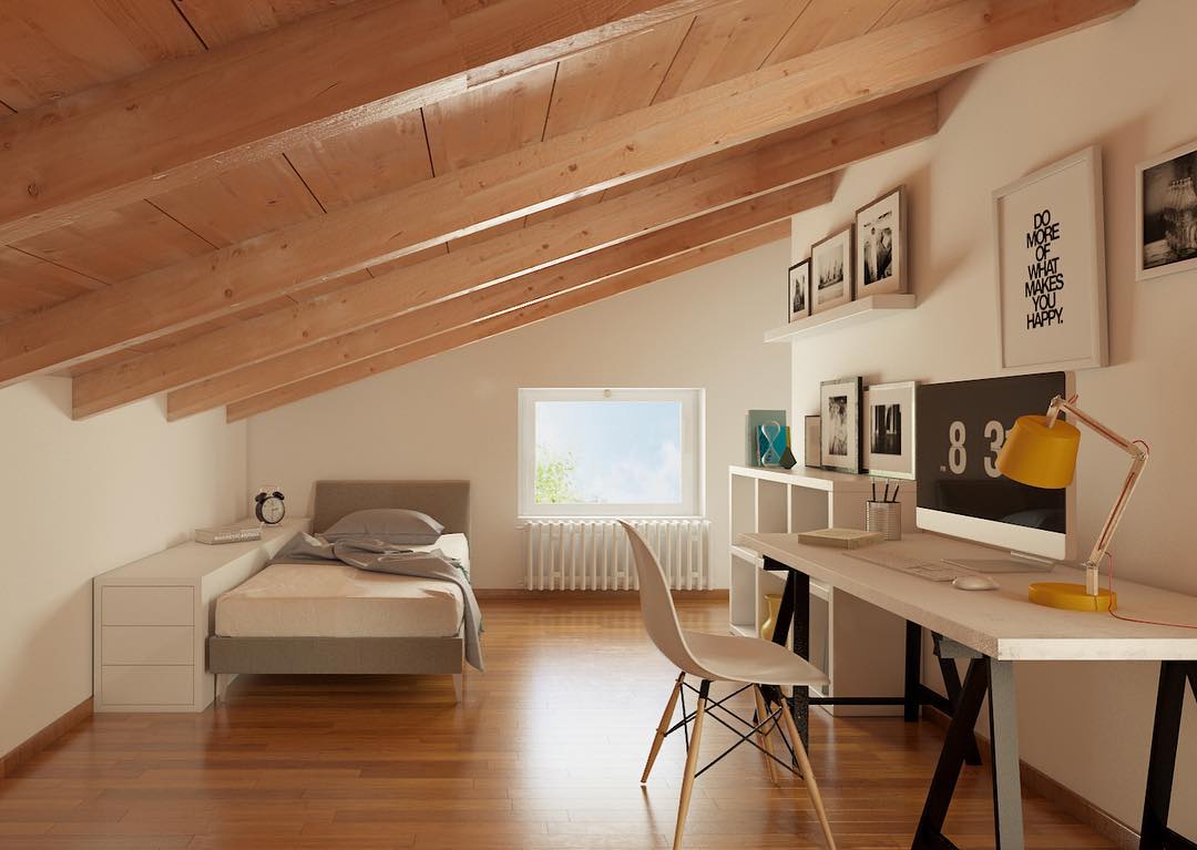 42. Crimson Velvet Canopy and Geometric Wall Art Bedroom Nook