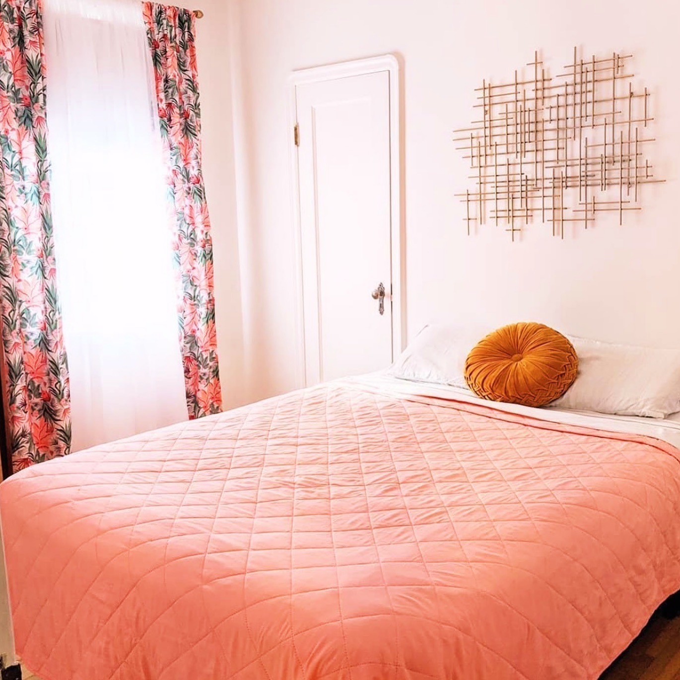 57. Vintage Bedroom with a Canary Yellow Armchair and Botanical Wall Art