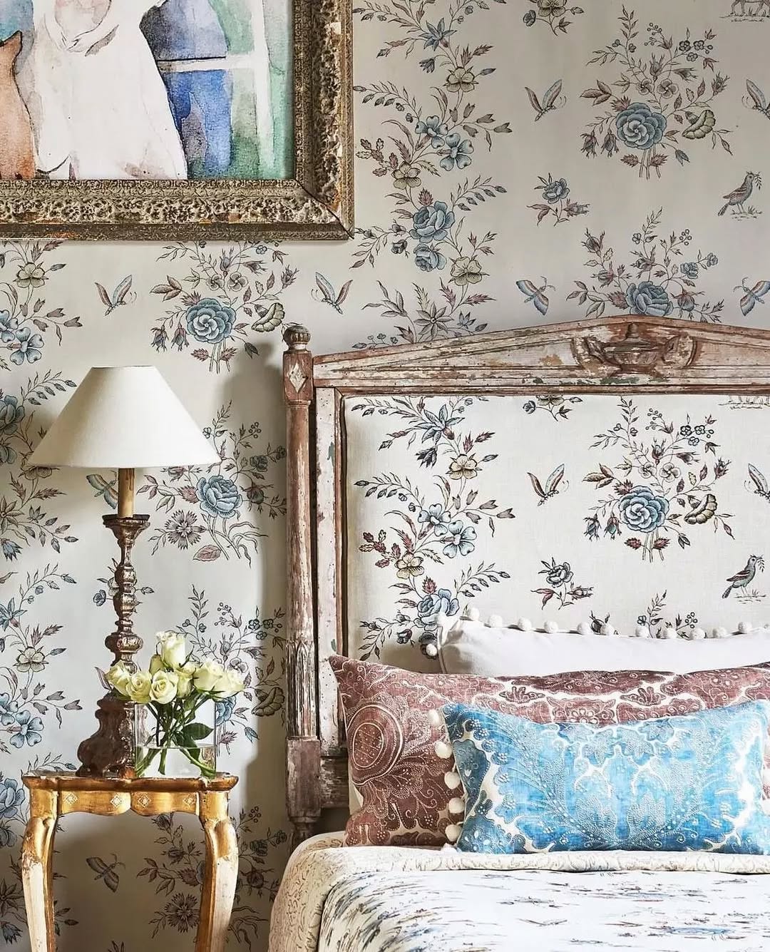 32. Victorian Elegance with a Teal Twist: the Unique Bedside Table and Gold Accents