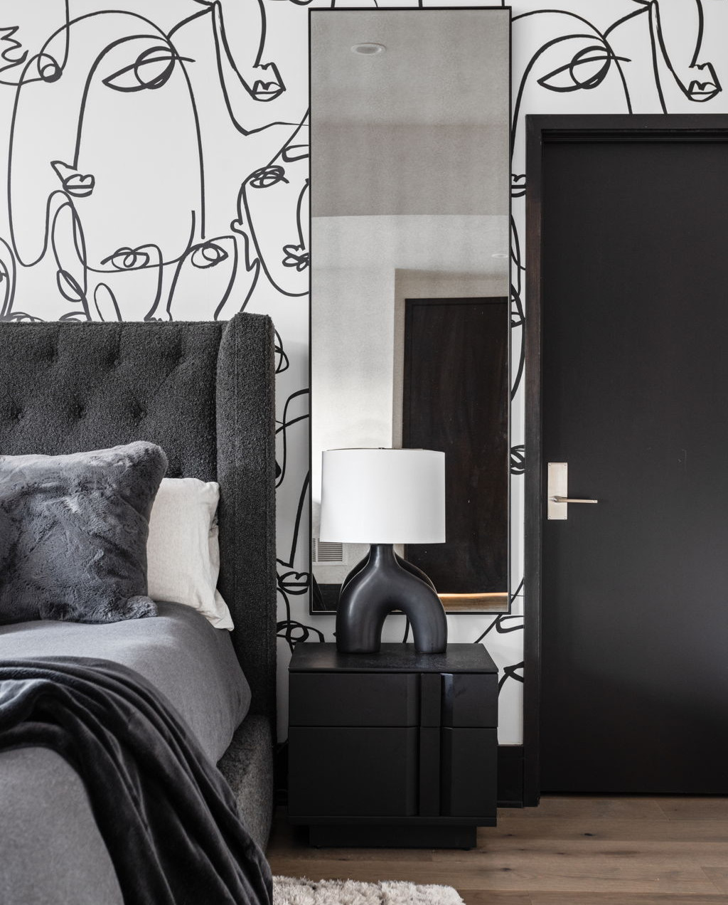 26. Artful Shadows: Embracing Abstract Elegance In Monochrome Bedrooms