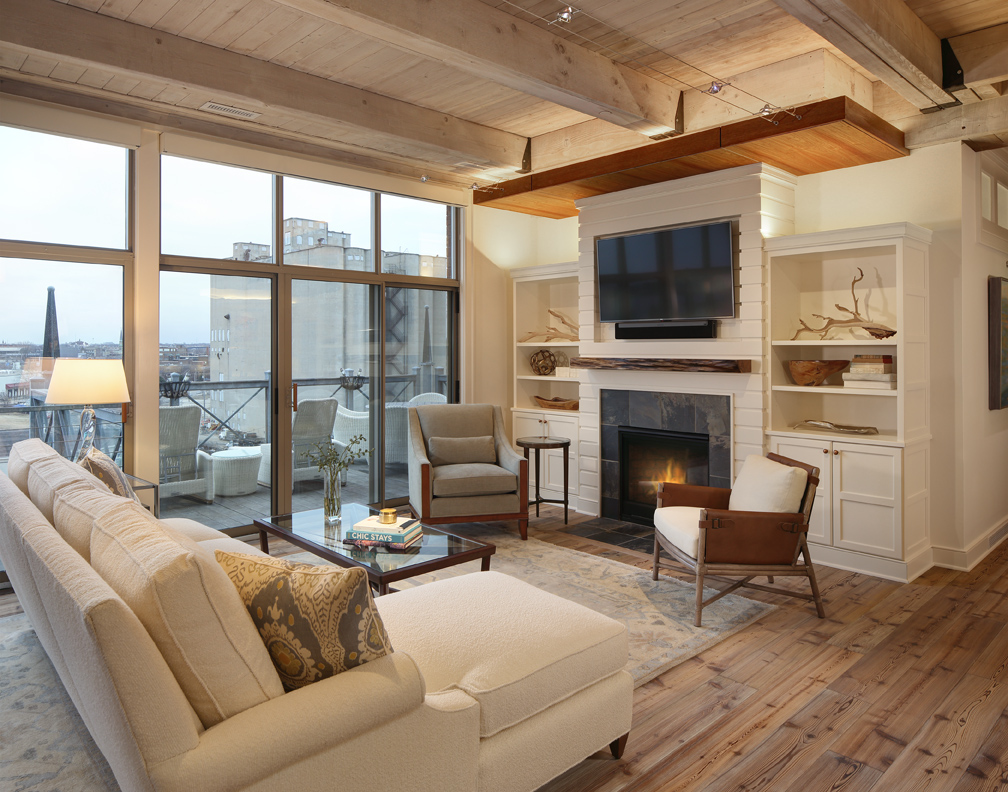 33. Cityscape Serenity Meets Rustic Warmth