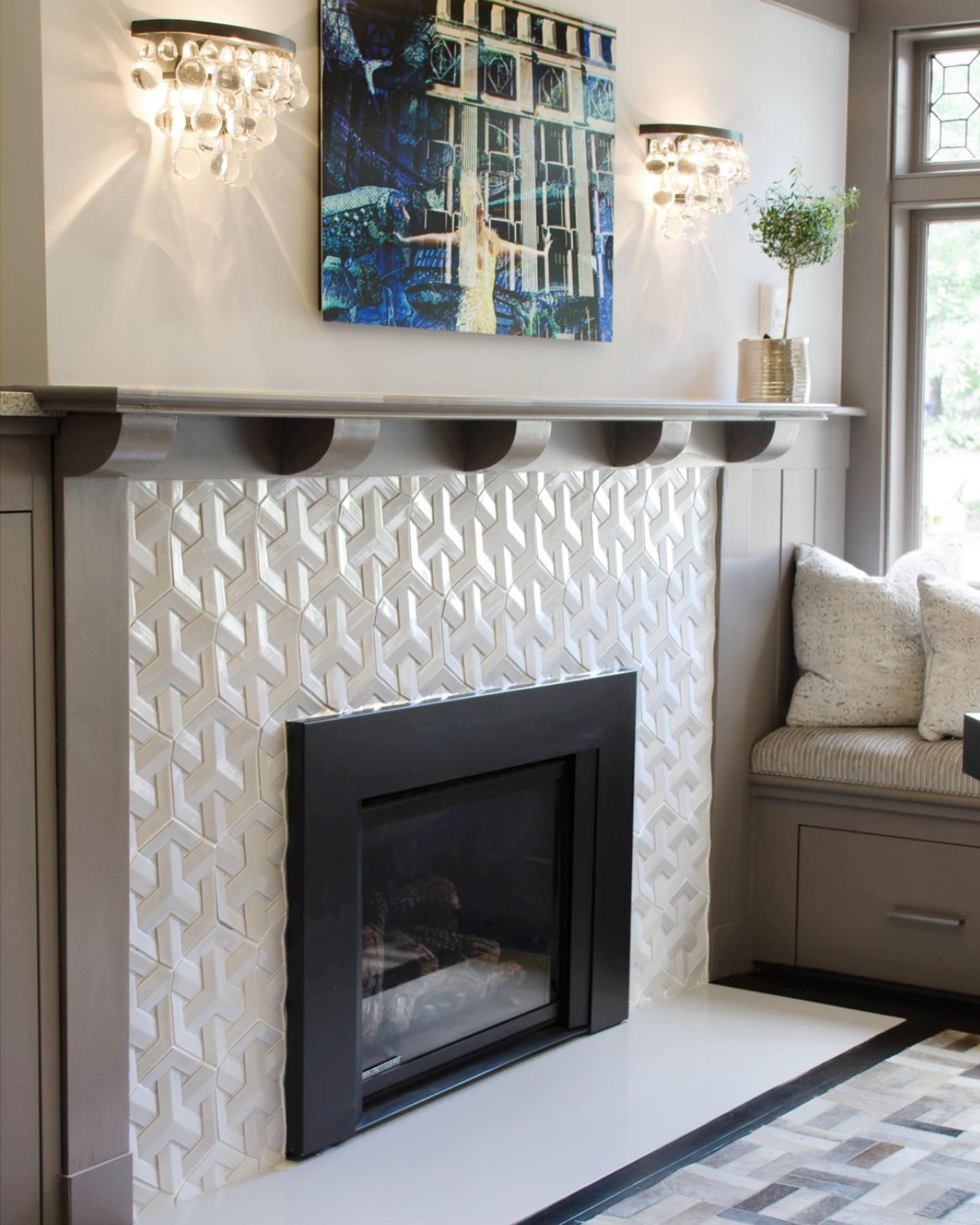 18. Geometry Meets Glamour: a Chic Hearth for Contemporary Living