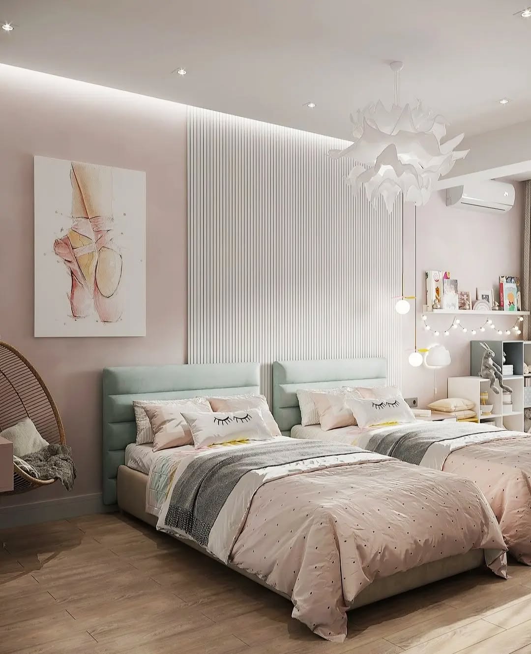 36. Whimsical Canopy Of Fairy Lights Over a Vintage Brass Bed Frame