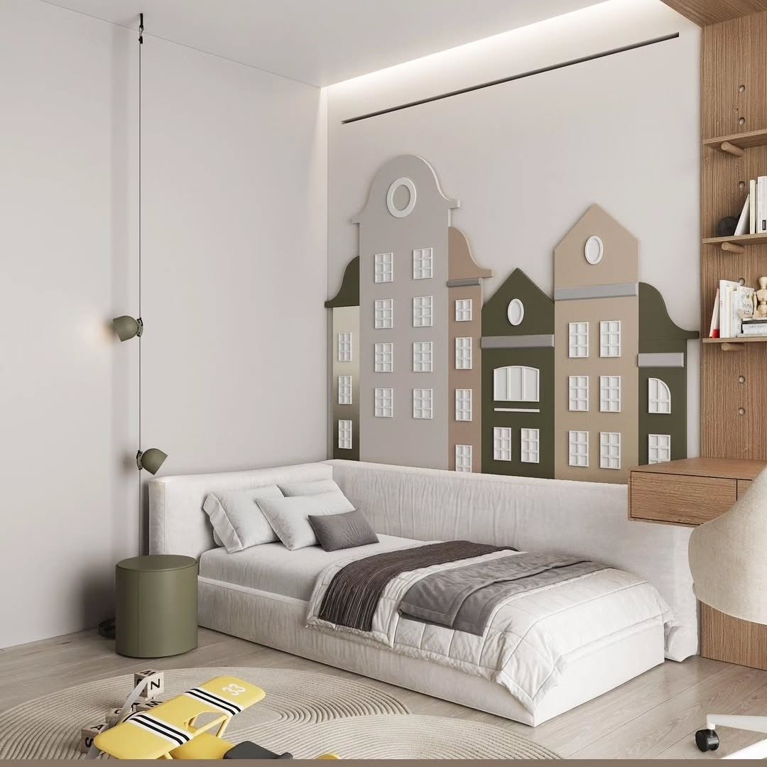 45. a Canopy Of Stars with Geometric Wall Art In a Monochrome Oasis