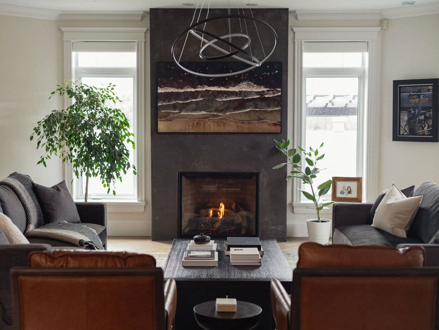 34. Serene Elegance: Embracing Nature In a Cozy Hearth Space