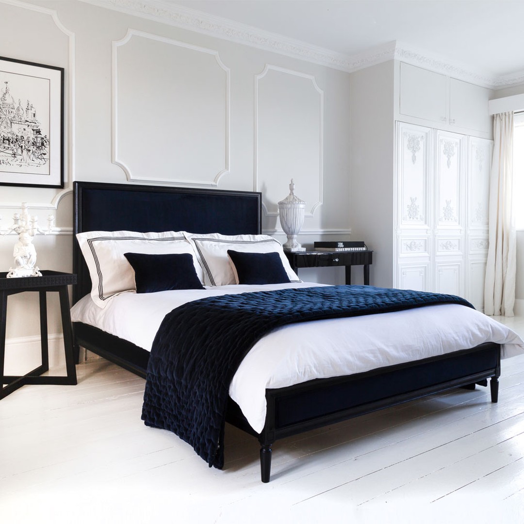 10. Midnight Elegance: a Polished Retreat In Deep Blue and White