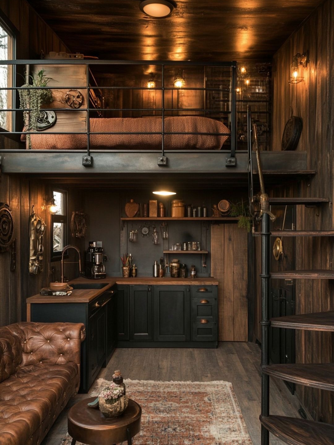 8. Industrial Elegance: a Cozy Loft Kitchen Oasis