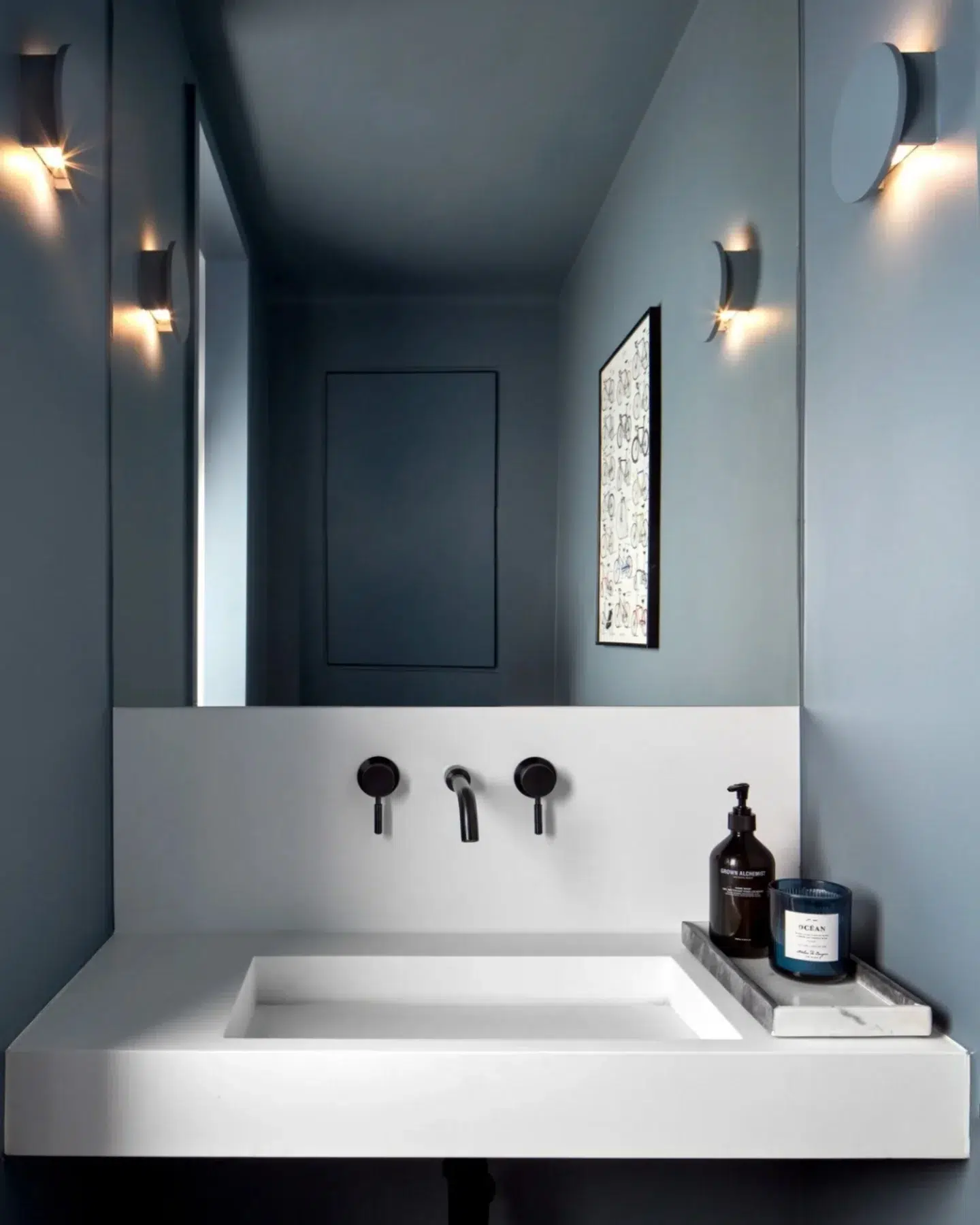 30. Sleek Serenity: a Minimalist Oasis In Midnight Hues