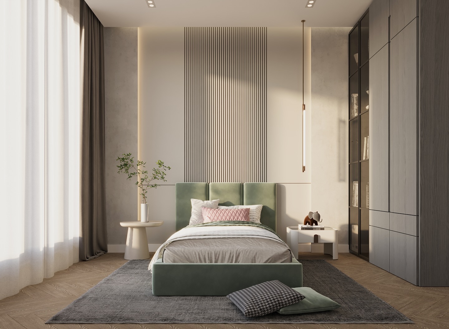 50. Twilight Serenity: a Single Bed with a Moonlit Canopy and Starlit Accents