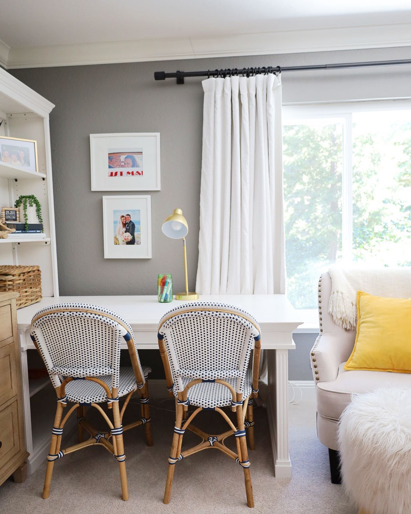 37. Bistro Chic: a Cozy Workspace Infused with European Elegance