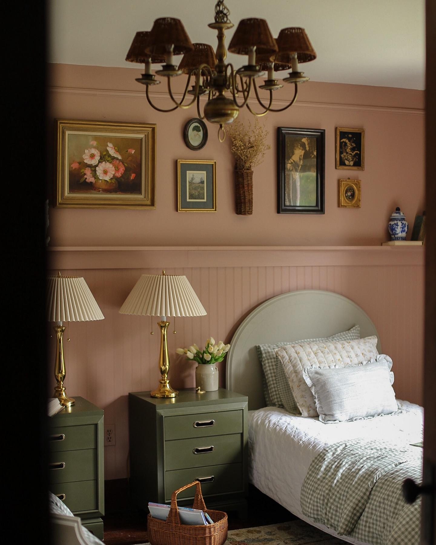 40. Vintage Bedroom with a Suspended Canopy Bed and Persian Rug Accent