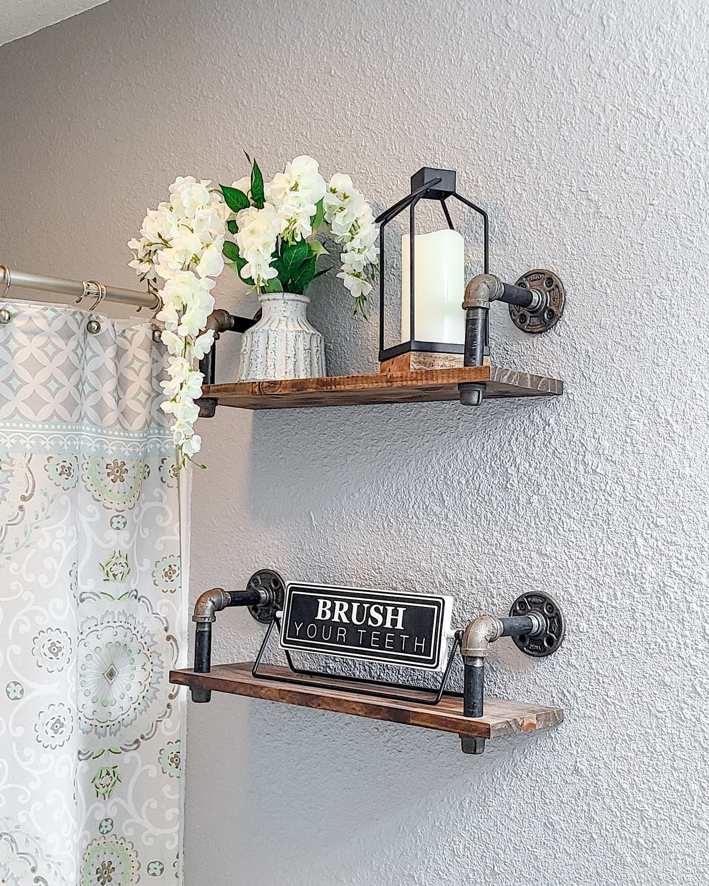 10. Rustic Charm Meets Industrial Chic: the Perfect Bathroom Shelf Combo