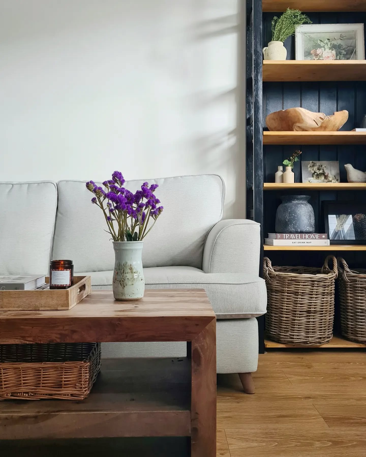 26. Rustic Elegance Meets Modern Minimalism: a Cozy Living Room Retreat