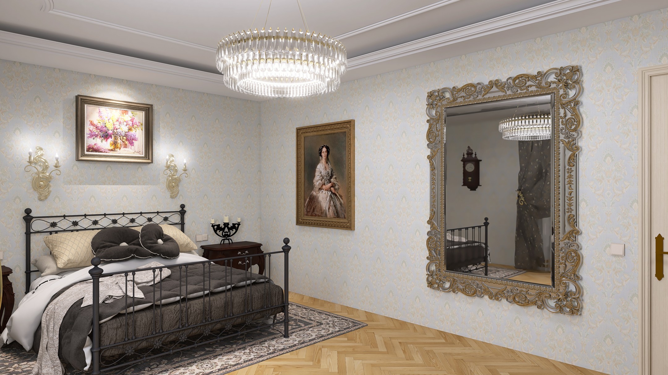 50. Velvet Rose Canopy and Gold Accents Create a Timeless Haven