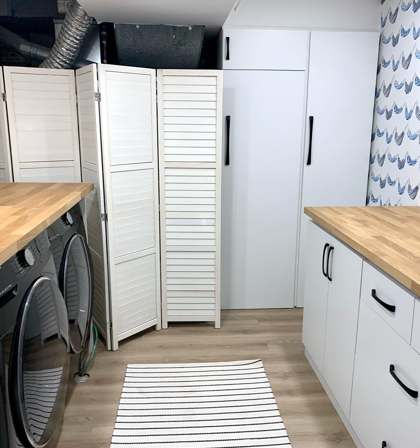 10. Laundry Chic: Embracing Minimalism In a Cozy Basement Oasis