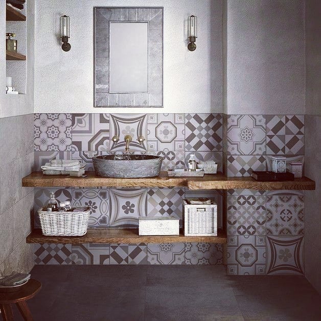 32. Rustic Elegance: Mosaic Marvel Meets Modern Minimalism