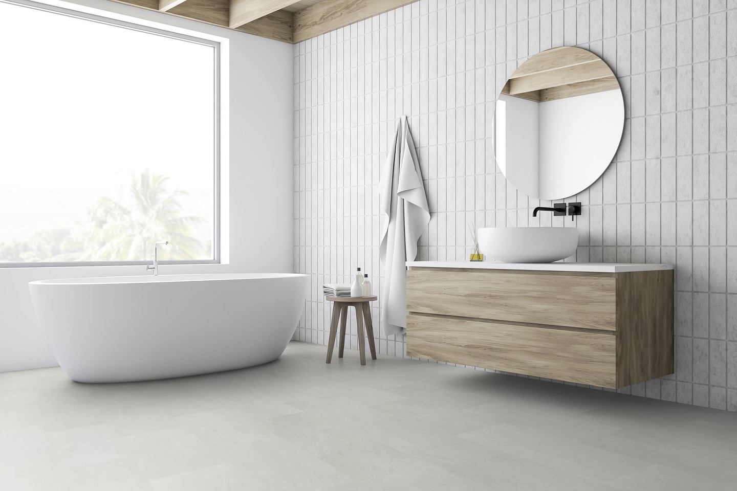 39. Minimalist Serenity: the Tranquil Appeal Of Textured Tile and Soft Surfaces