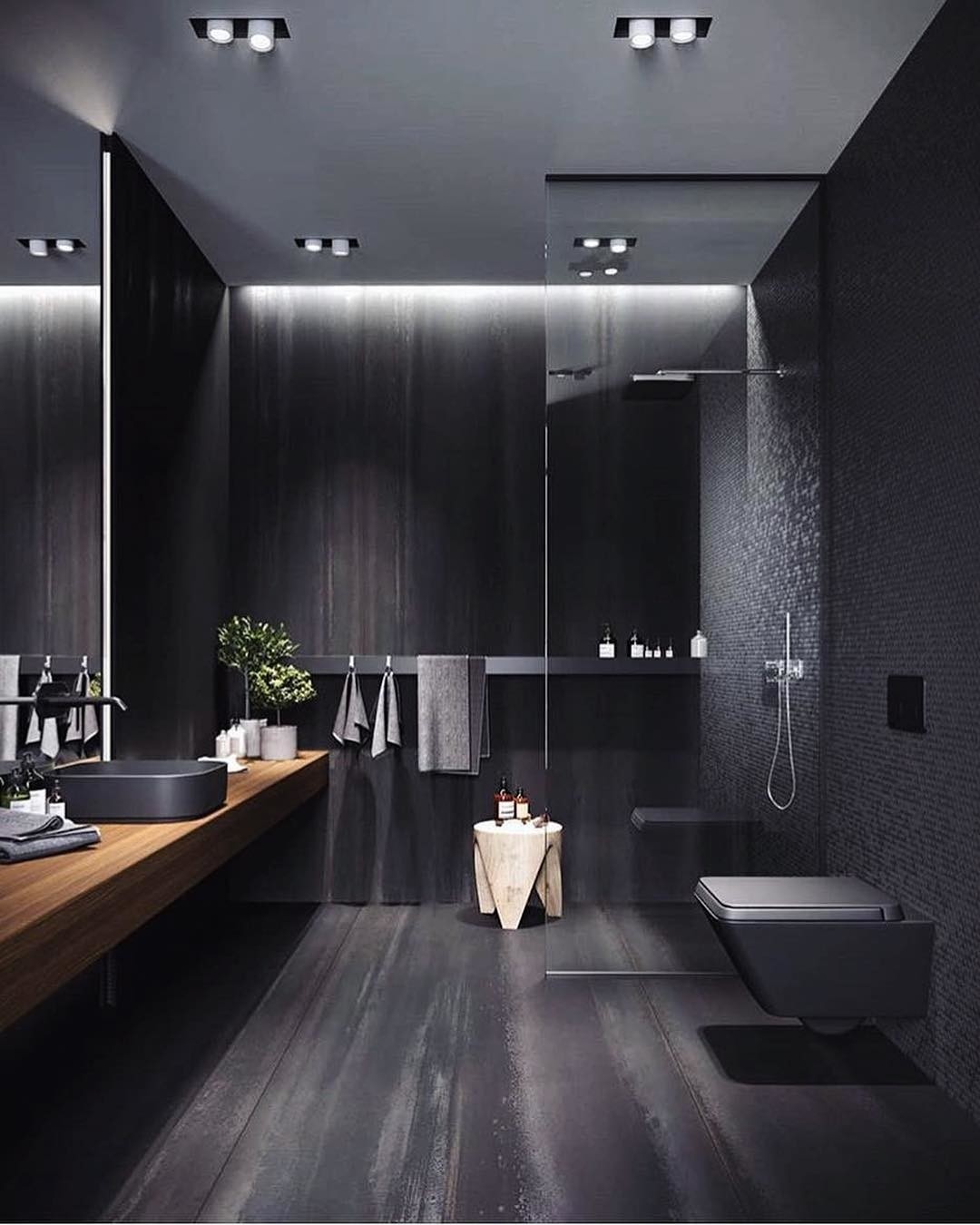 14. Sleek Noir Serenity: a Modern Retreat In the Embrace Of Darkness