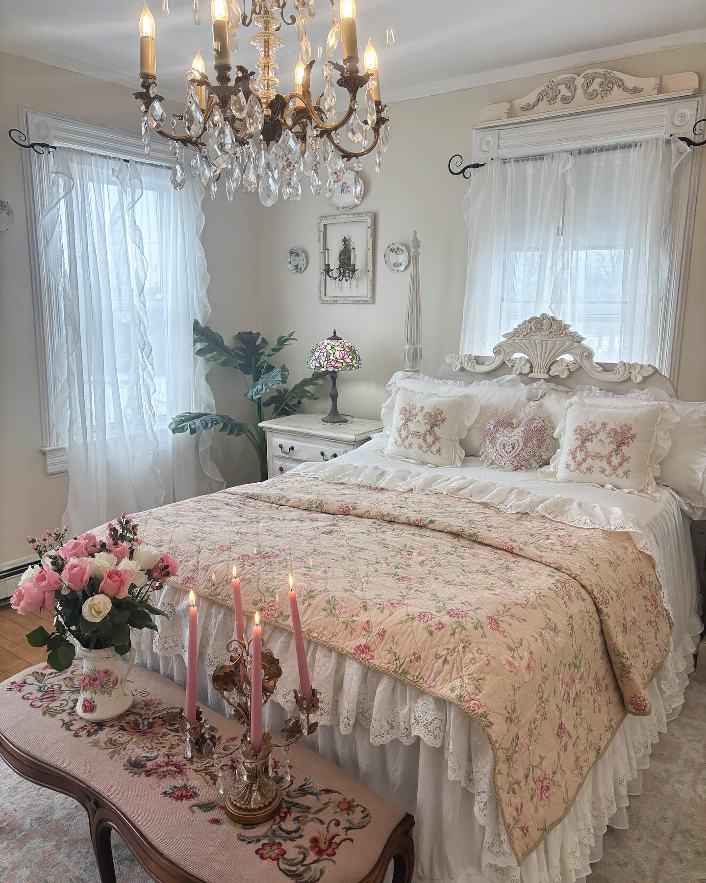 14. Vintage Bedroom with a Canopy Bed and Persian Rug Accent